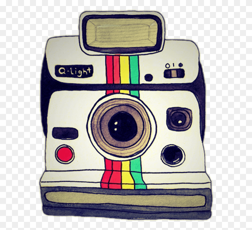 587x707 Sccamera Camera Poloroid Rainbow Oldschool Oldcamera Мгновенная Камера, Электроника, Цифровая Камера Hd Png Скачать