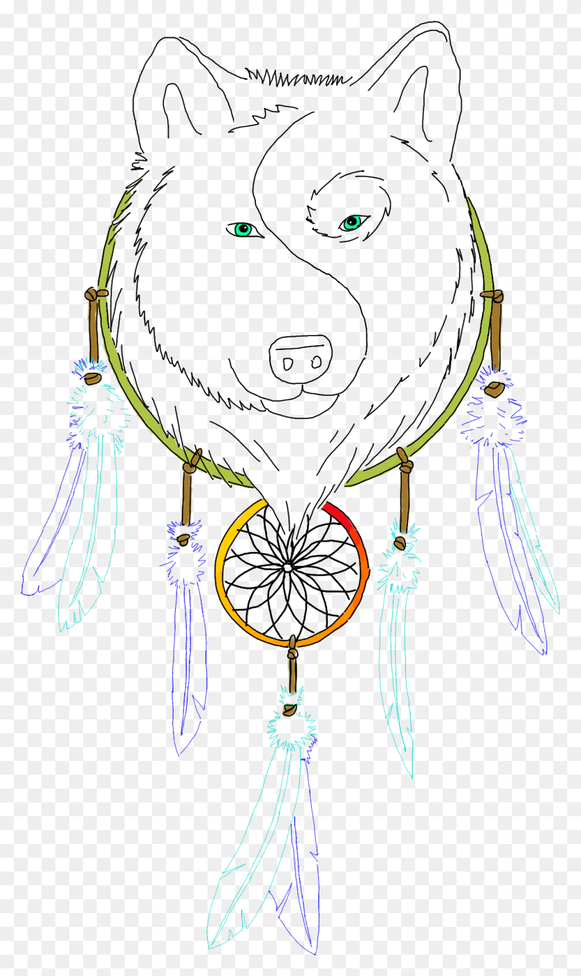 1014x1757 Scdreamcatchers Dreamcatchers Wolf Scyinyang Yinandyang Drawing, Accessories, Accessory, Necklace HD PNG Download