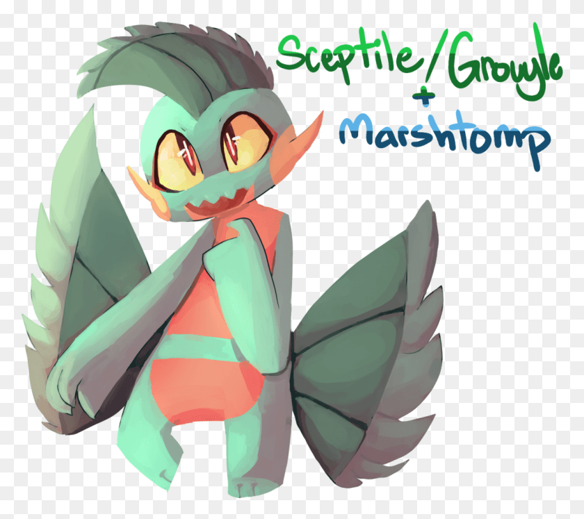 1090x961 Descargar Png / Sceptilegrovyle And Marshtomp Fusion Hd Png