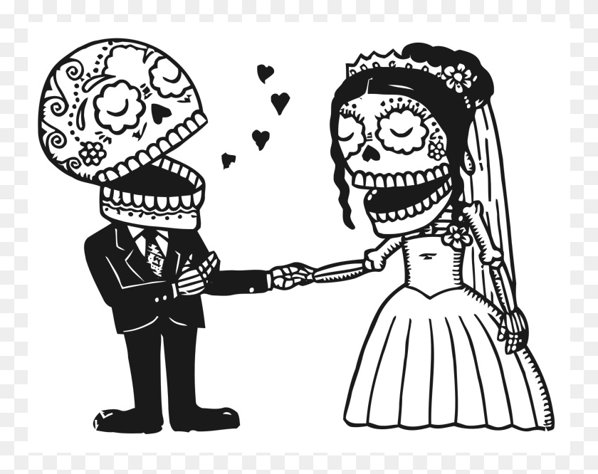 763x606 Schedule Bride And Groom Sugar Skull Tattoo, Person, Human, Stencil HD PNG Download