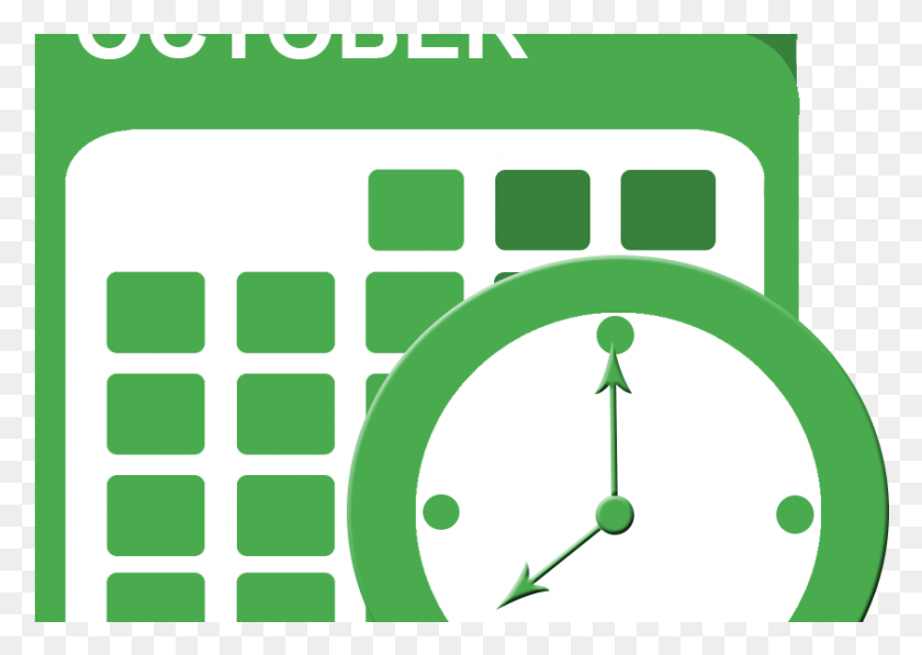 843x581 Descargar Png Icono De Calendario Iconos Verdes Para Calendario De Informe, Reloj Analógico, Reloj, Texto Hd Png