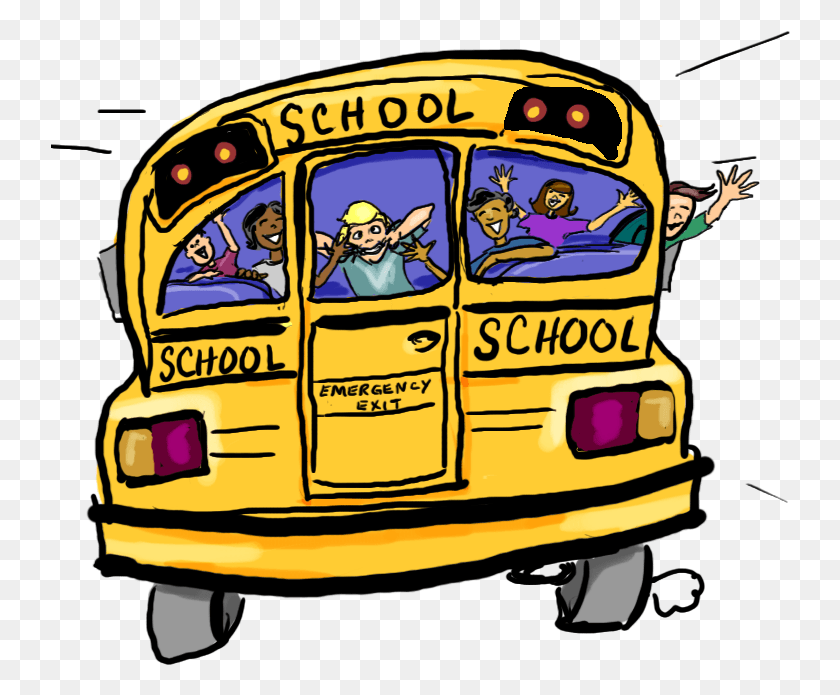 740x635 School Bus Clip Art Back Of A School Bus Drawing, Bus, Vehicle, Transportation HD PNG Download
