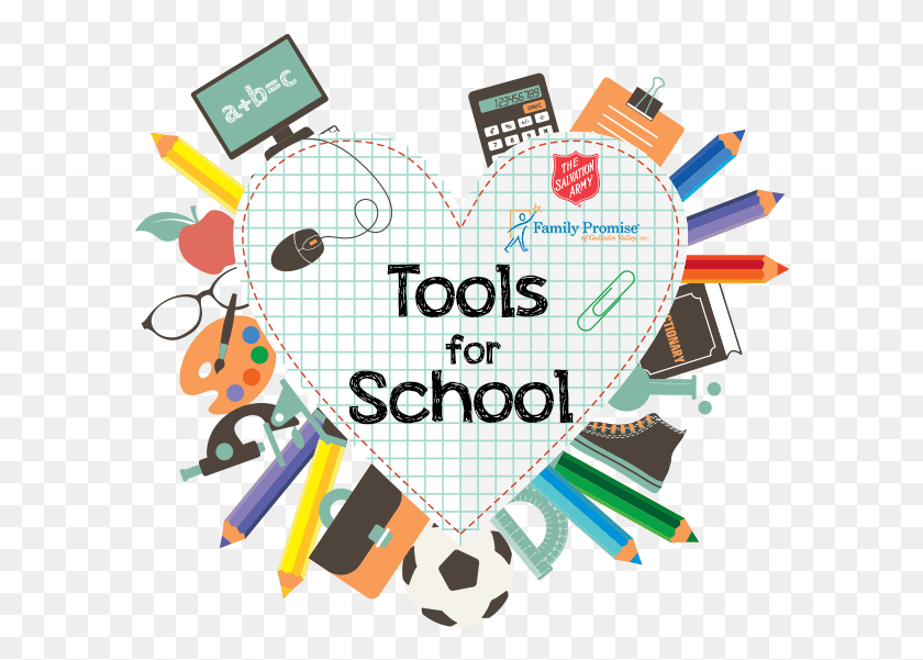 596x541 School Tools School Tools Clipart, Heart, Text, Graphics HD PNG Download