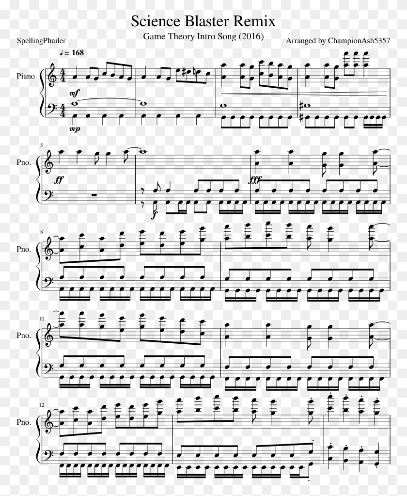 773x963 Science Blaster Remix Sheet Music Composed By Spellingphailer Science Blaster Game Theory Piano Sheet Music, Gray, World Of Warcraft HD PNG Download