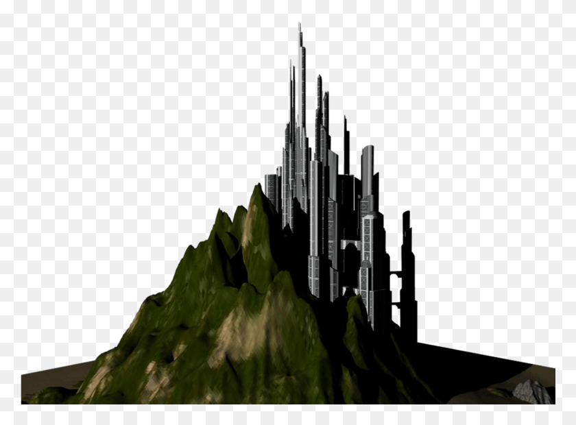 1025x736 Фантастическое Изображение 3D Футуристический Город, Шпиль, Башня, Архитектура Hd Png Скачать