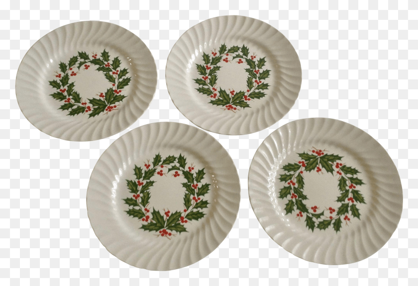2001x1326 Scio Holly Berry Wreath Ring Center Scalloped Dinner Plate, Porcelain, Pottery HD PNG Download