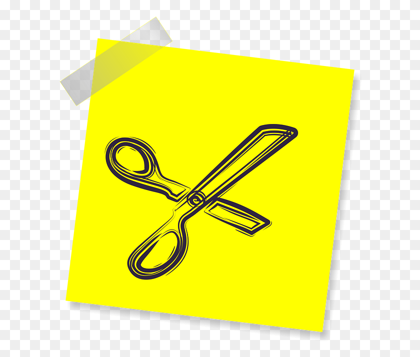 608x654 Scissors Sign Icon Reminder Yellow Sticker Post Never, Weapon, Weaponry, Blade HD PNG Download