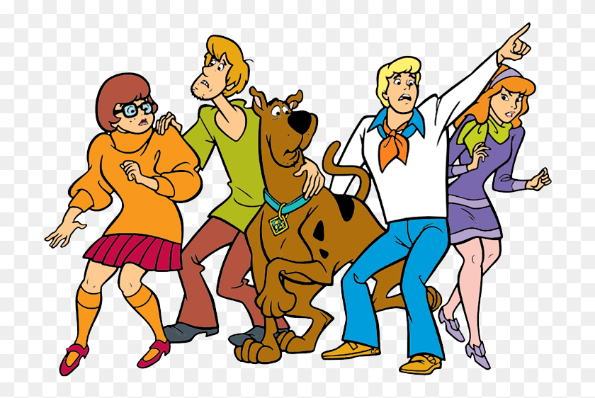 718x502 Descargar Png Scooby Doo Gang And Mystery Machine Scooby Doo Shaggy Velma Daphne Fred, Persona, Humano, Personas Hd Png