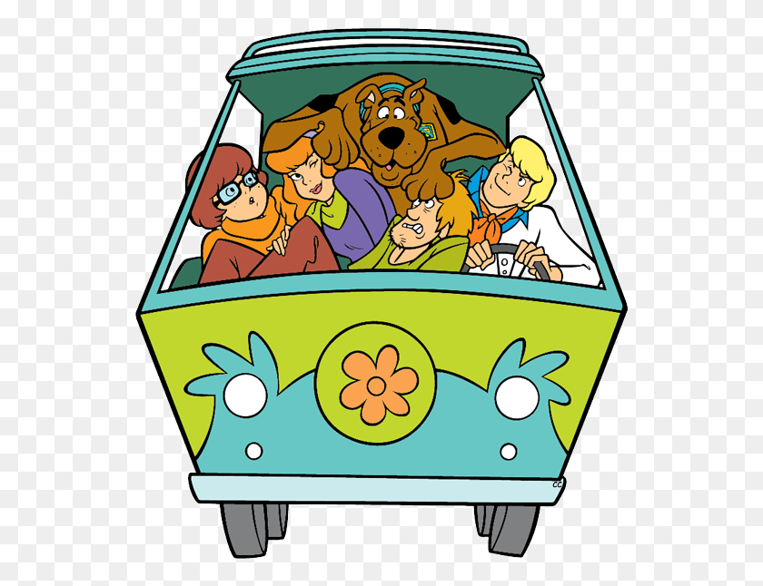 543x586 Scooby Doo Halloween Clipart Scooby Doo Gang In Mystery Machine, Vehículo, Transporte, Van Hd Png