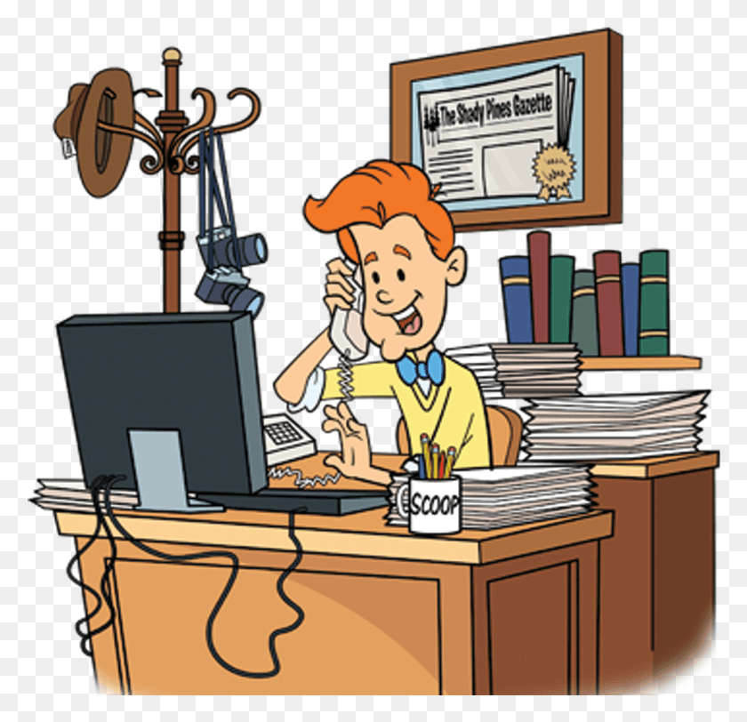 1411x1361 Scoop The Cub Reporter Here With Devastating News Cartoon, Indoors, Word, Furniture HD PNG Download