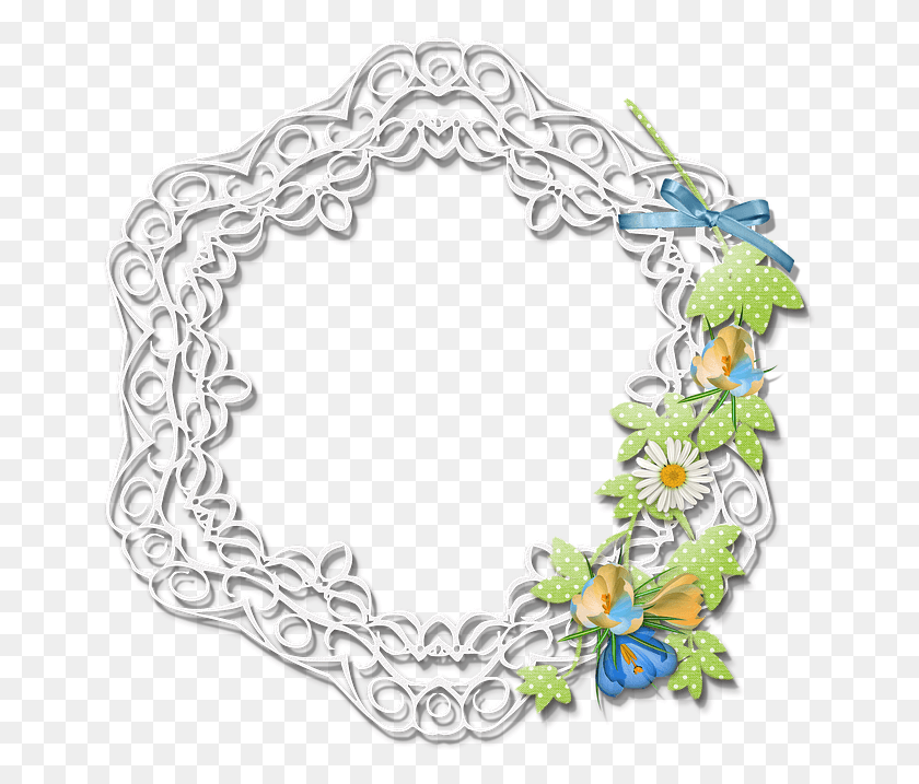 653x657 Scrapbook Element Lace Embroidery Nature Side Floral Design, Pattern, Oval, Graphics HD PNG Download