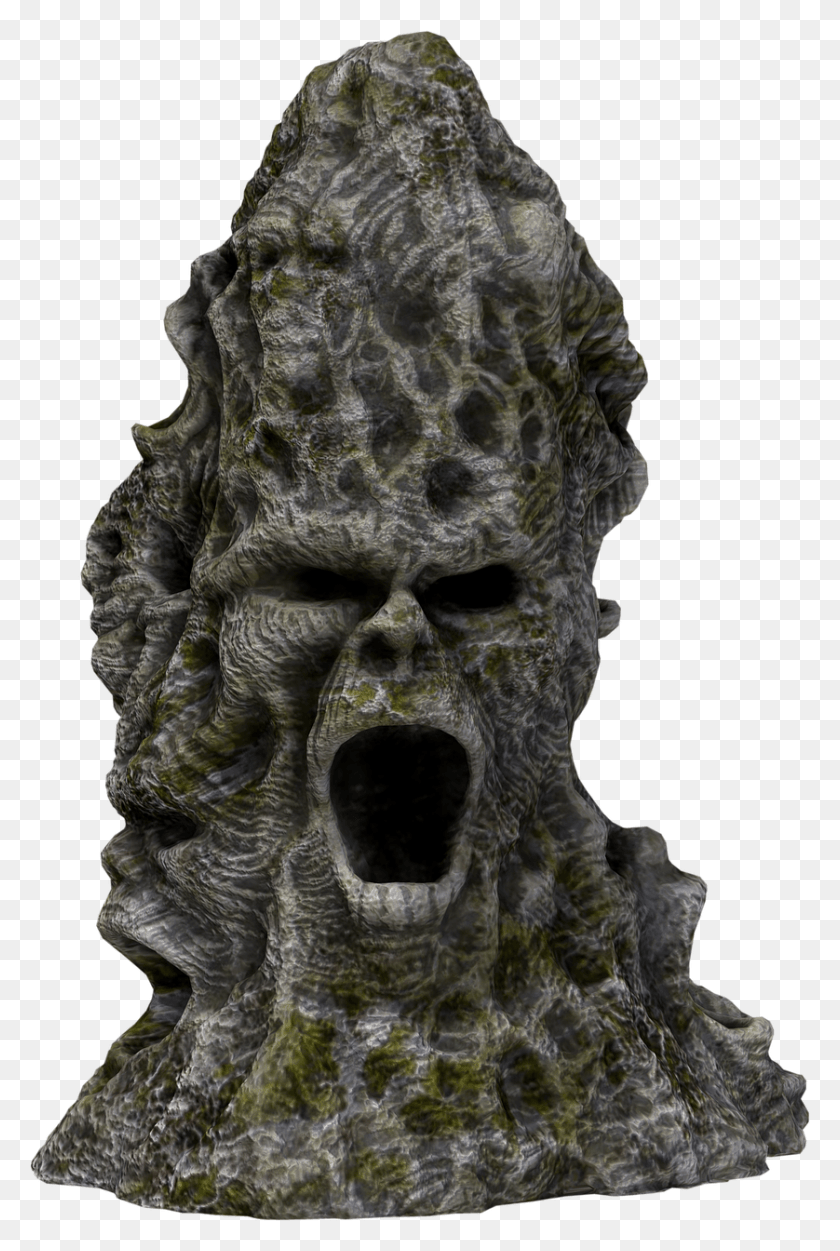 838x1280 Screaming Spooky Rock, Statue, Sculpture HD PNG Download
