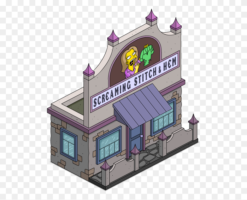 519x621 Screaming Stitch Amp Hem Cartoon, Building, Shelter, Rural Descargar Hd Png