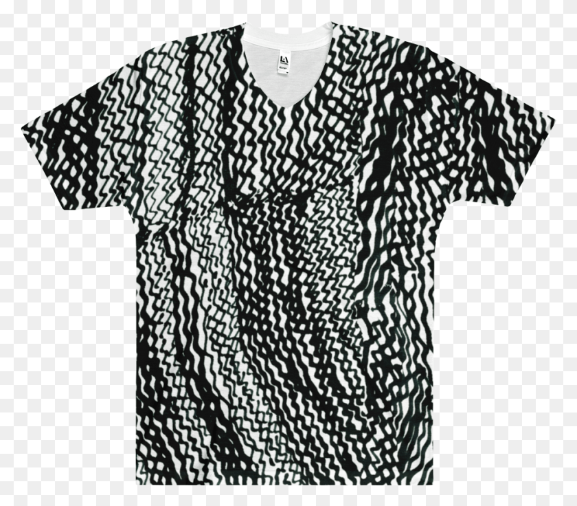 935x811 Scribbles Men39s V Neck T Shirt Front Monochrome, Clothing, Apparel, Blouse HD PNG Download