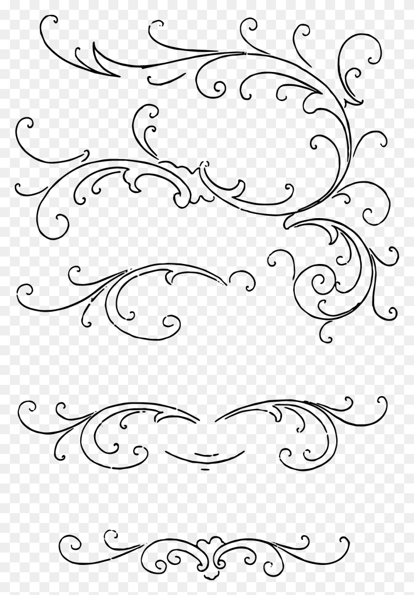 1056x1552 Scroll Border Clipart Calligraphy Ornaments, Floral Design, Pattern, Graphics HD PNG Download