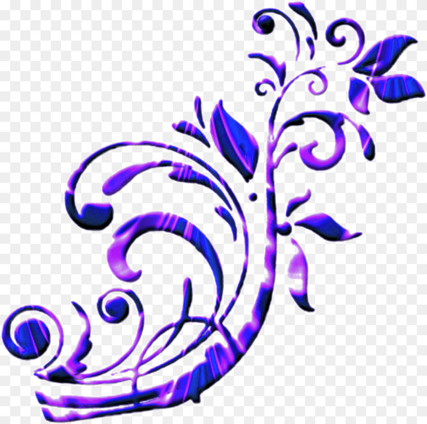 1313x1305 Scroll Purple Blue Swirl Border Frame, Art, Floral Design, Graphics, Pattern Transparent PNG