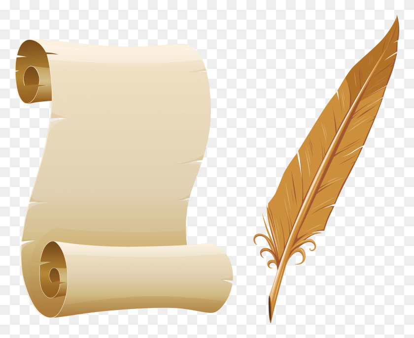 4965x3997 Scrolled Paper And Quill Pen Picture Paper And Quill Transparent, Scroll HD PNG Download