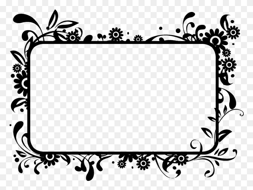 798x586 Scrollwork Clipart Pagemaker Flower Border Clipart Black And White, Gray, World Of Warcraft HD PNG Download