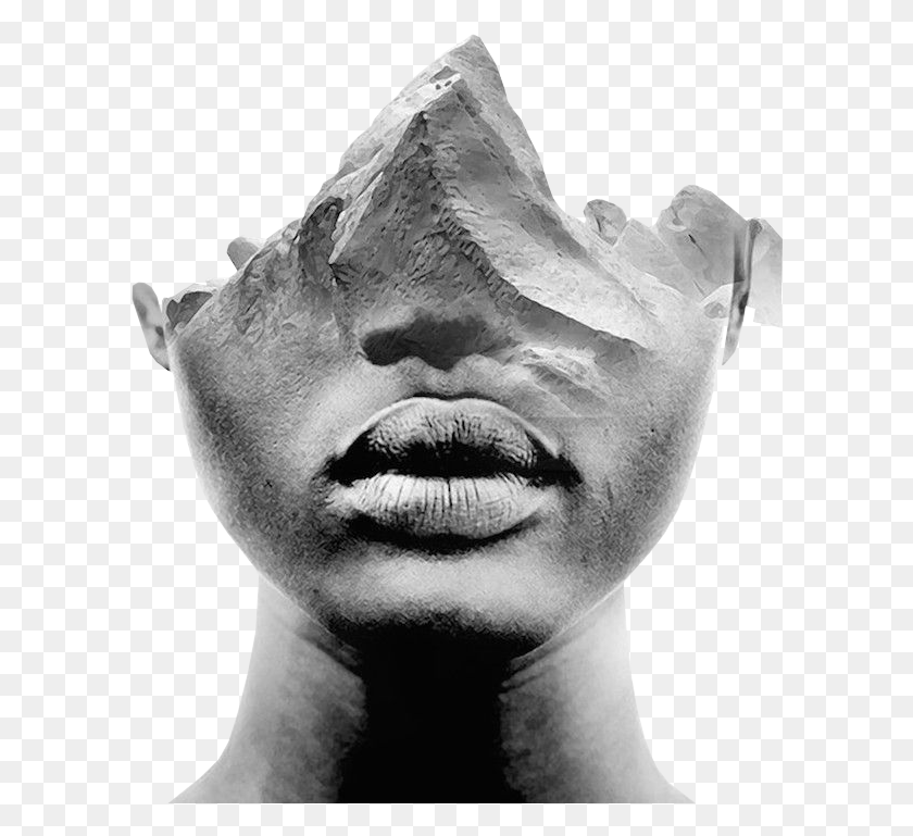600x709 Scstatue Face Sculpture Blackandwhite Rock Storm Cd Cover Double Exposure, Head, Statue HD PNG Download