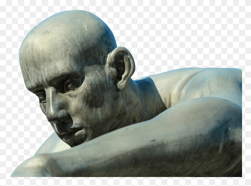 906x655 Sculpture Head Face Bronze Statue Atmospheric Man Denkmal Kuh Mit Mdchen, Alien, Figurine HD PNG Download