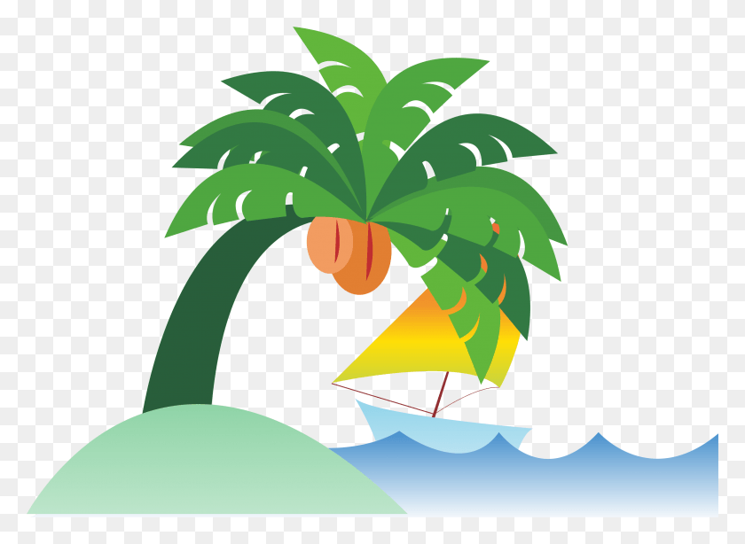 3177x2257 Sea Coconut Palmtrees Beach Cartoon, Plant, Tree, Palm Tree HD PNG Download