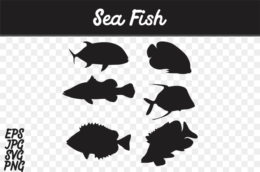 7515x4974 Sea Fish Silhouette Svg Vector Image Graphic By Arief, Aquatic, Water, Animal, Sea Life Clipart PNG