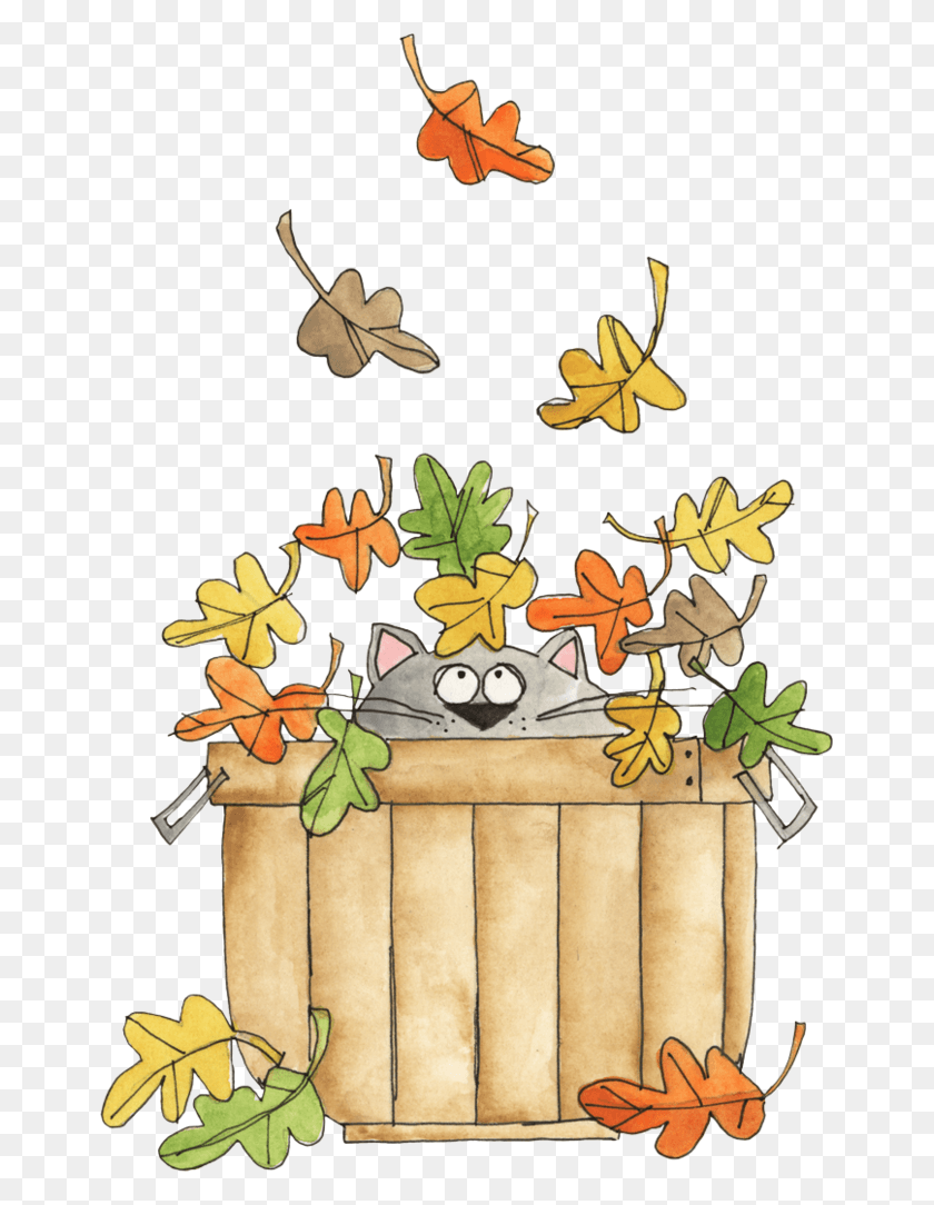659x1024 Season Clipart Welcome Cat With Leaves Clip Art, Floral Design, Pattern, Graphics HD PNG Download