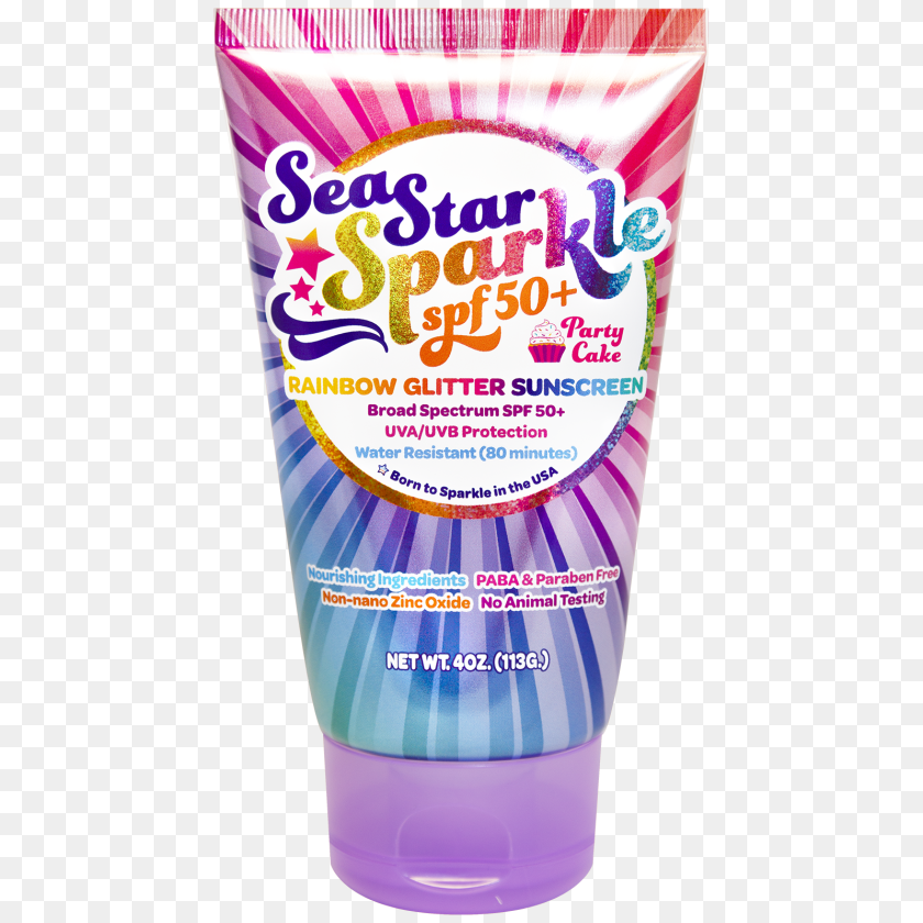 Seastar Sparkle Party Cake With Rainbow Glitter Oz, Bottle, Lotion, Cosmetics, Sunscreen PNG