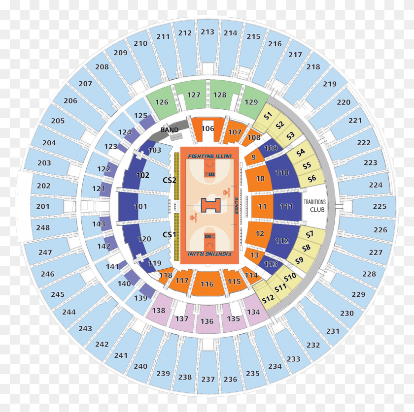 1756x1751 Seating Diagram Guide State Farm Center Section, Text, Number, Symbol Descargar Hd Png
