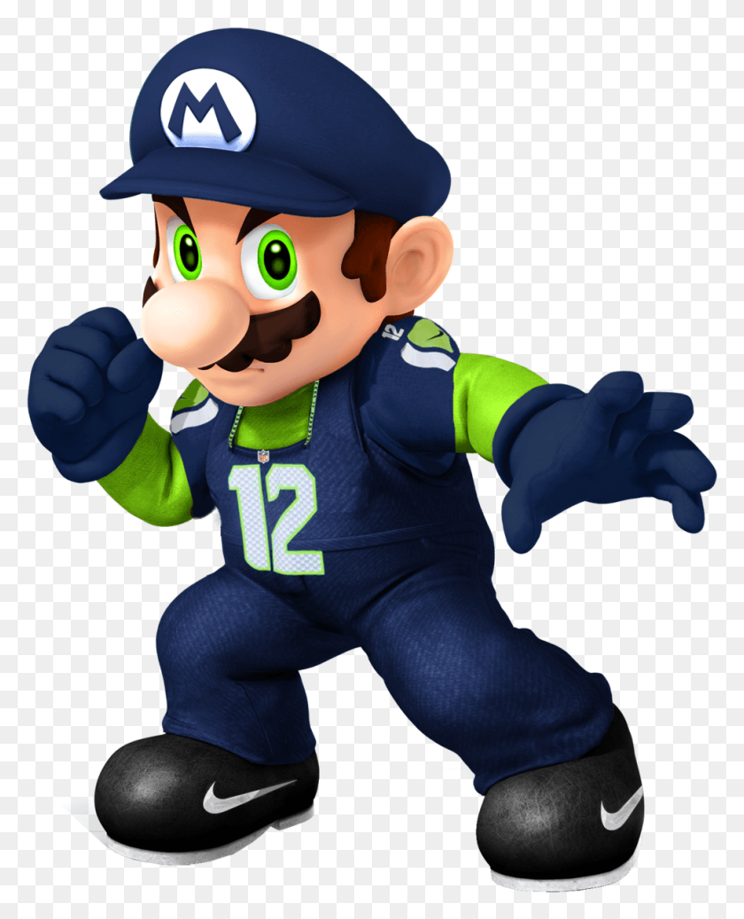 969x1215 Seattle Seahawks Super Mario By Zerjer97 D7xyfny Seahawks, Person, Human, Mascot HD PNG Download