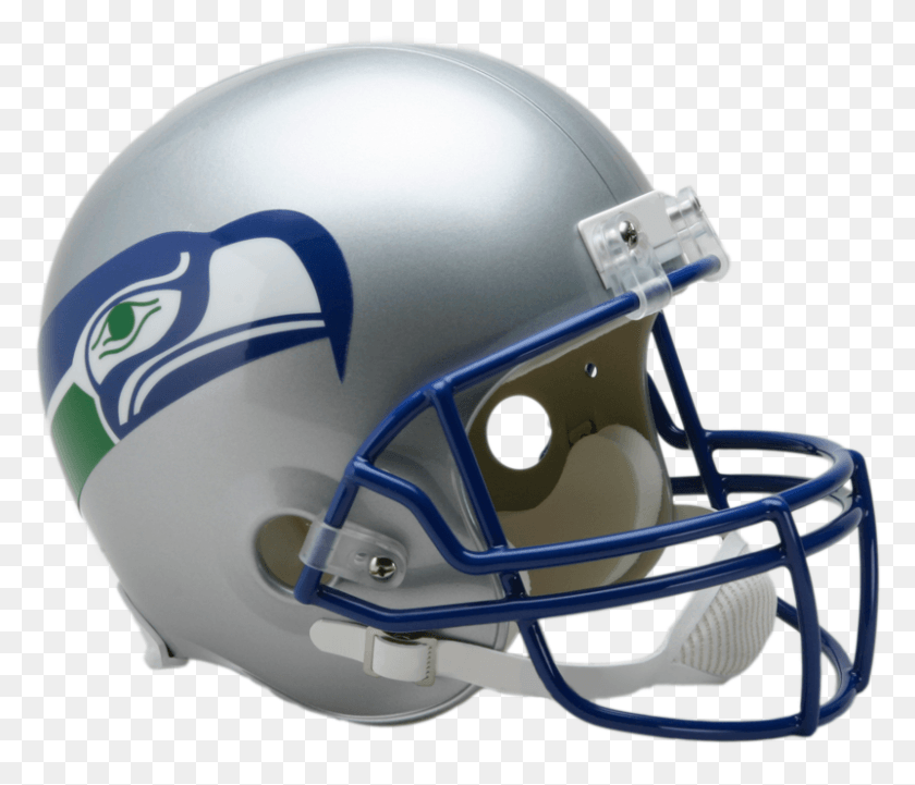 801x679 Seattle Seahawks Vsr4 Replica Throwback Helmet Seahawks Throwback Helmet, Clothing, Apparel, Team Sport HD PNG Download