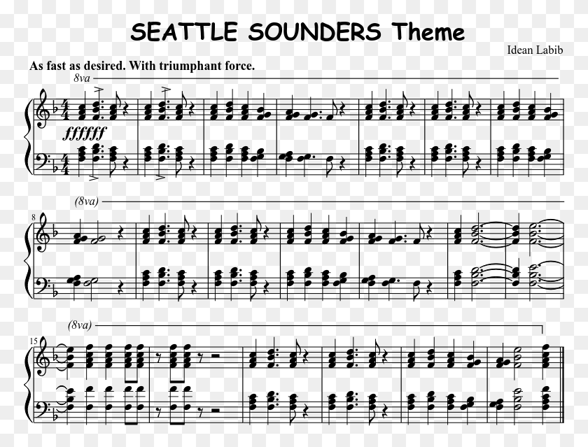 774x579 Seattle Sounders Theme Sheet Music Composed By Idean Sheet Music, Gray, World Of Warcraft HD PNG Download