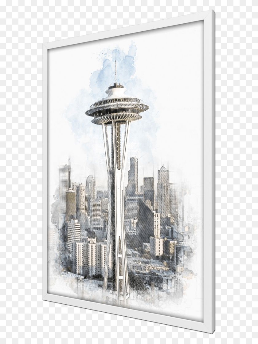 567x1059 Seattle Space Needle Sketch Skyscraper, Metropolis, City, Urban HD PNG Download