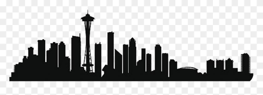 1024x321 Descargar Png Etiqueta Engomada De Seattle Skyline De Seattle, Texto, Palabra, Símbolo Hd Png