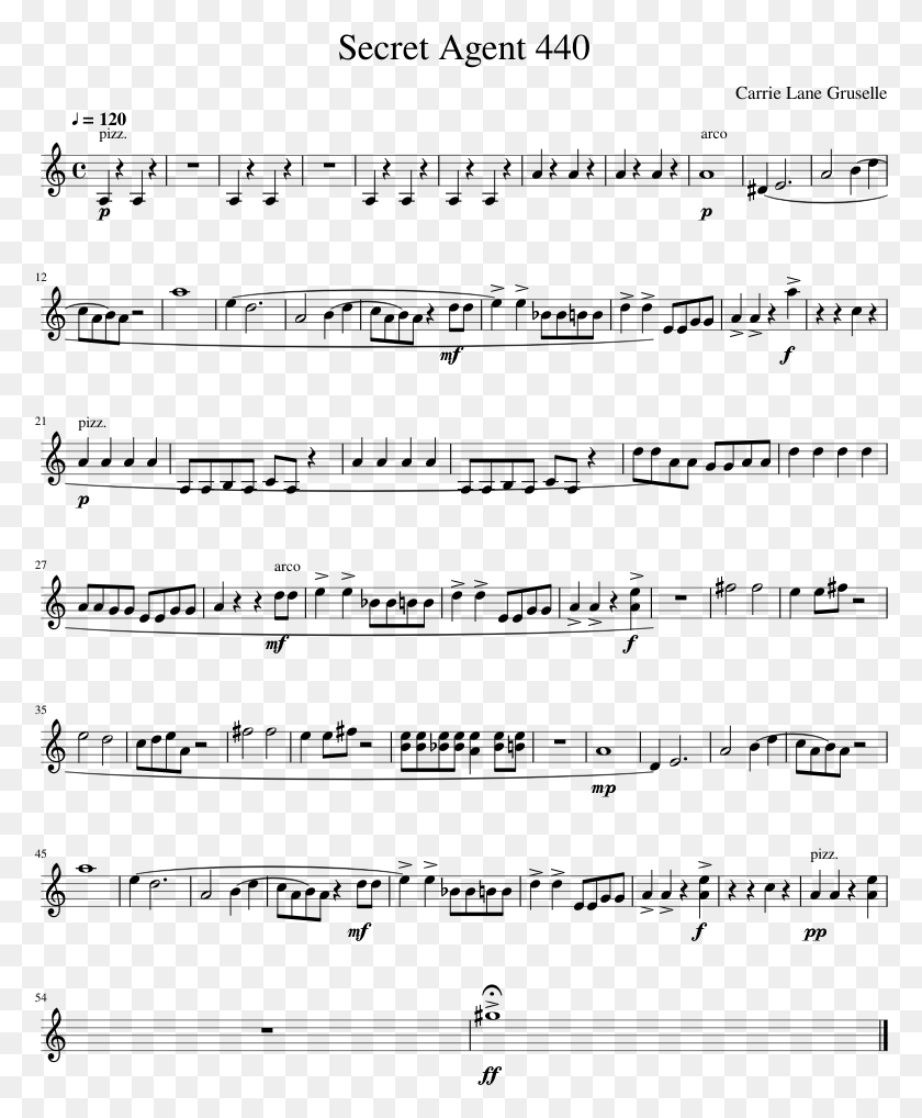 779x958 Secret Agent 440 Sheet Music Composed By Carrie Lane Godfather Theme Clarinet Sheet Music, Gray, World Of Warcraft HD PNG Download