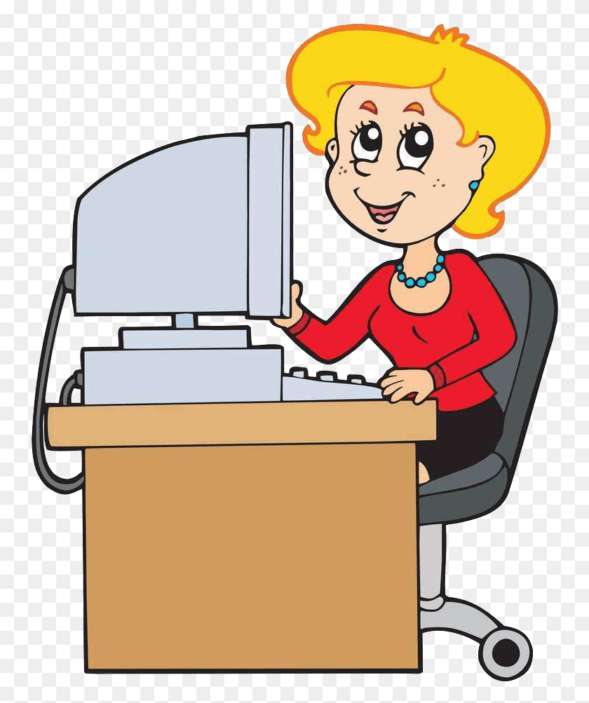 752x943 Secretary Secretary Cartoon, Person, Human, Sitting HD PNG Download