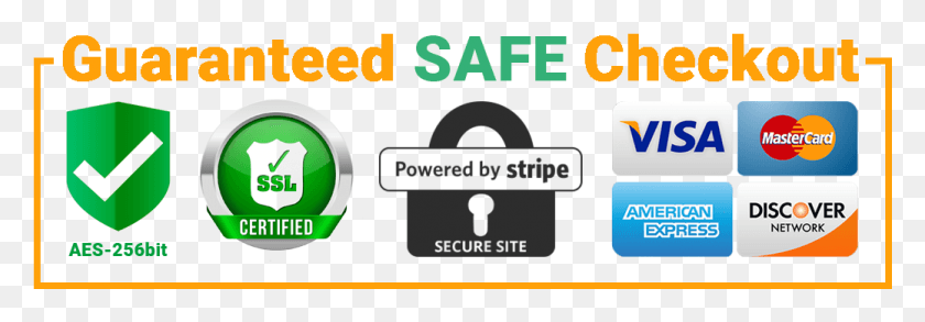 1038x311 Secure Checkout Guaranteed Safe Checkout Stripe, Text, Security, Number HD PNG Download