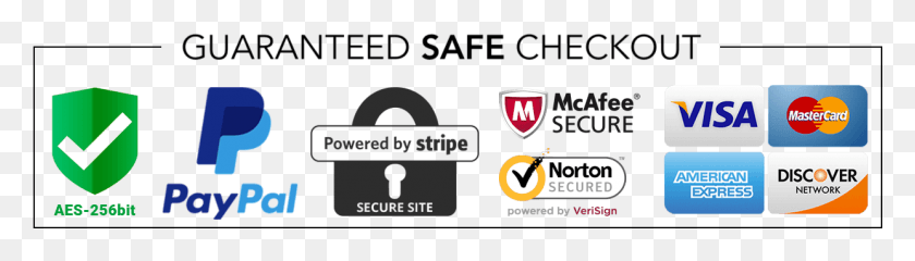 1241x287 Secured Payment Guaranteed Safe Checkout Badge, Logo, Symbol, Trademark HD PNG Download