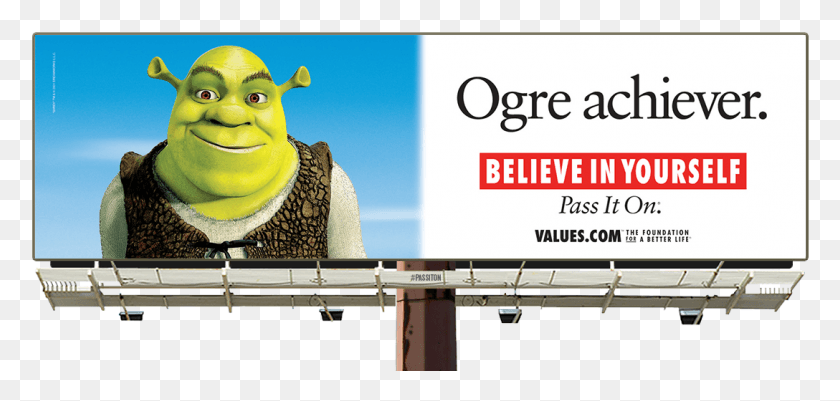1088x476 See The Believe In Yourself Shrek Billboard And Pass Billboard Inspiration, Advertisement, Text, Label HD PNG Download