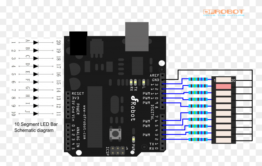 2870x1744 Segment Led Bar Graph Connection Arduino Pwm Led, Electronics, Text, Screen HD PNG Download
