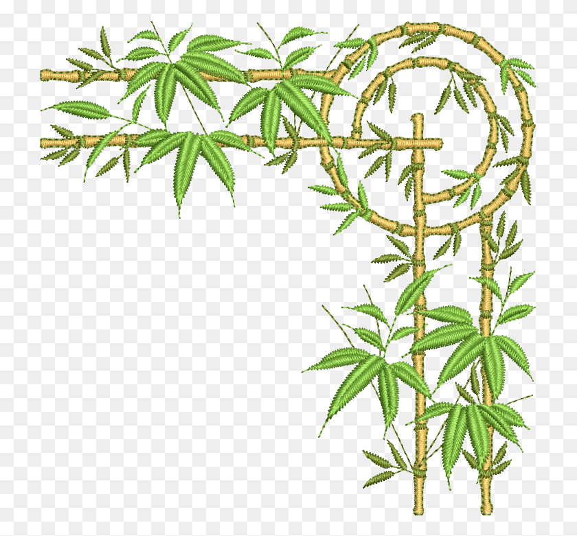 723x721 Selected Peter Simon Bamboo Embroidery Designs, Plant, Hemp, Weed HD PNG Download