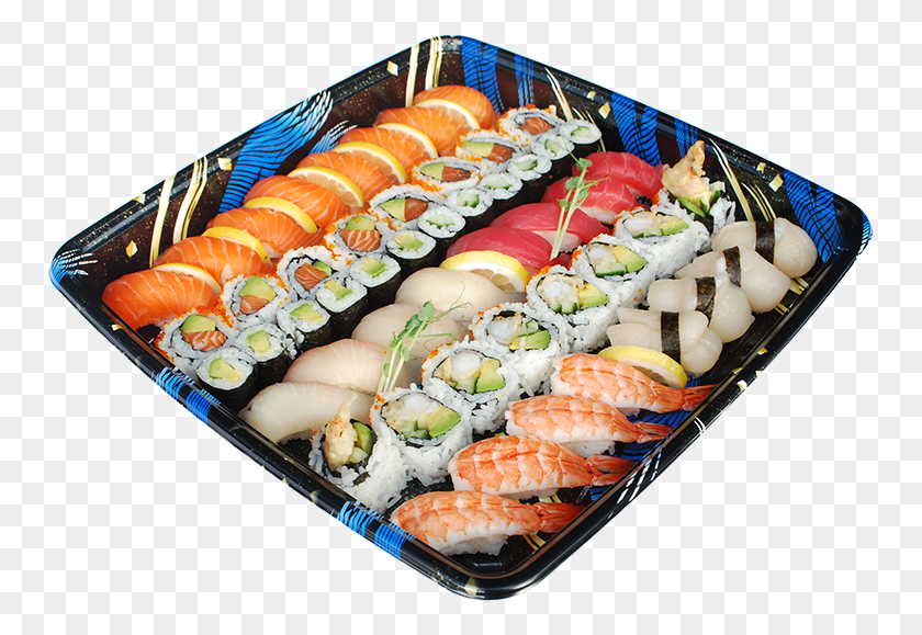 753x519 Selection Of The Finest Nigiri Sushi With Large California Roll, Food, Meal, Hot Dog HD PNG Download