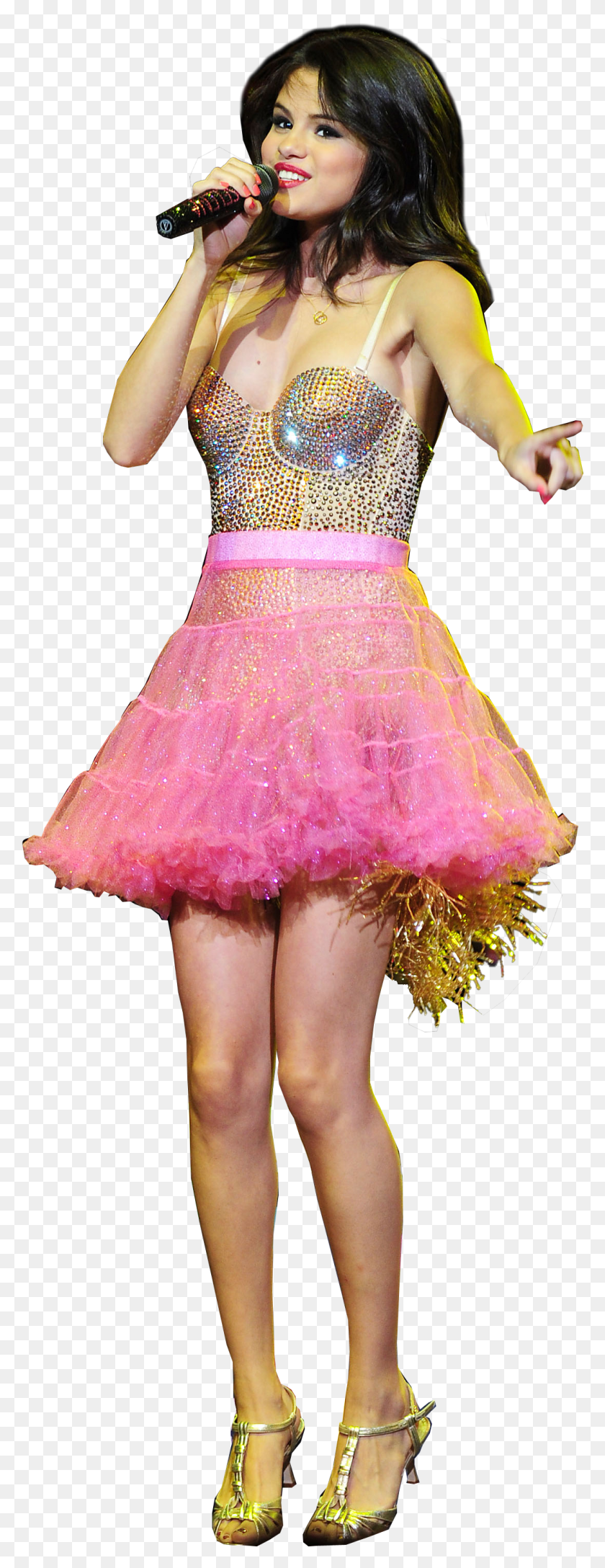 1091x2960 Selena Gomez On Stage Girl, Clothing, Apparel, Dress HD PNG Download