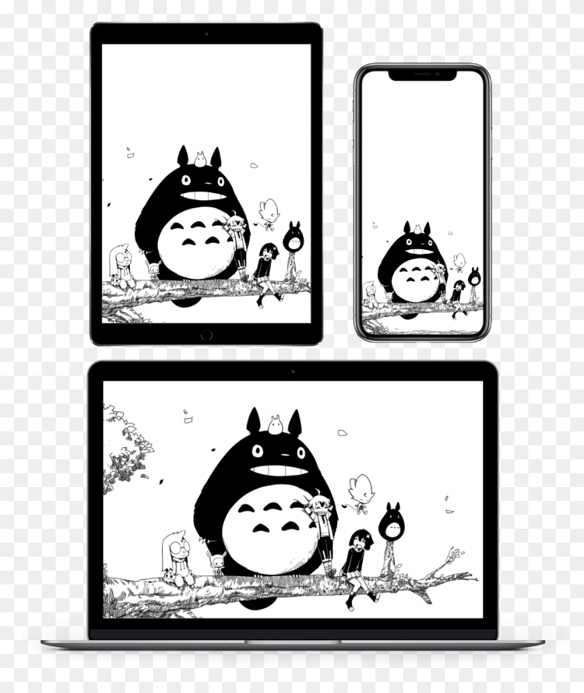 934x1121 Sen And Kai Totoro Wallpaper Cartoon, Stencil, Cat, Pet HD PNG Download