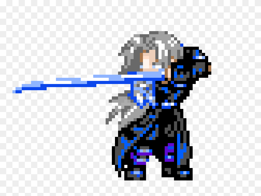 Sephiroth Pixel Art Maker, Sword, Weapon, Qr Code Sticker PNG