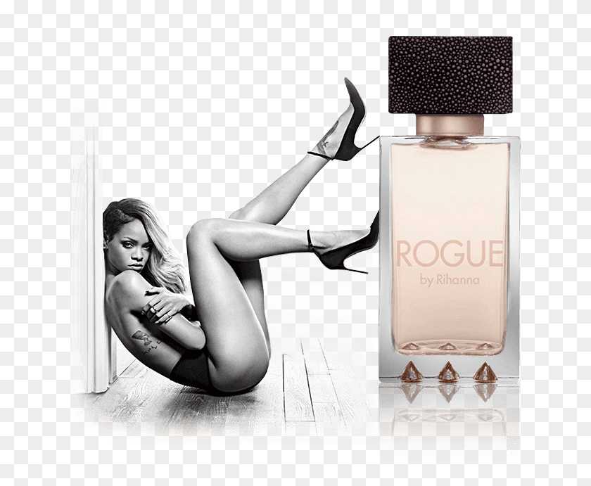 641x631 Sephora Launches Rogue By Rihanna Rihanna Rogue Ad, Cosmetics, Bottle, Person HD PNG Download