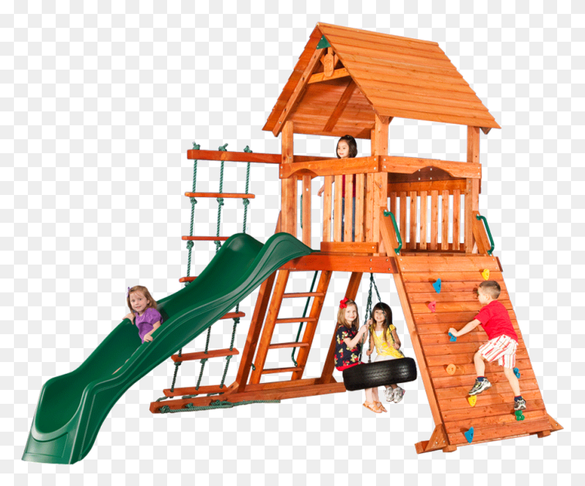 957x784 Sequoia Climbing Frame With Slide Rope Ladder Playground Slide, Person, Human, Play Area Descargar Hd Png