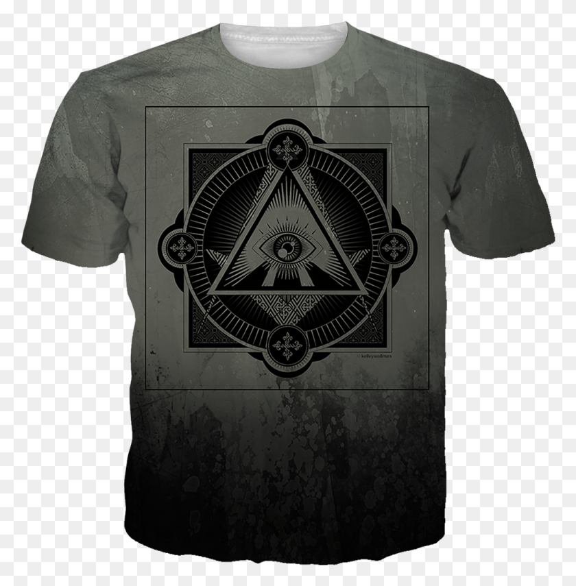 998x1018 Sequoia Foams Illuminati Grunge All Over Tee Fuck Fsu Shirts, Clothing, Apparel, T-shirt HD PNG Download