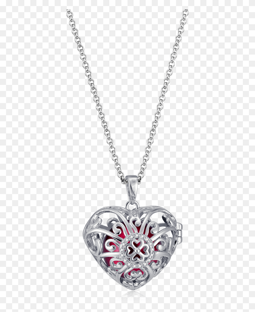 407x969 Seraphim Silver Heart Holder With Four Leaf Clover .75 Carat Diamond Pendant Necklace, Jewelry, Accessories, Accessory HD PNG Download