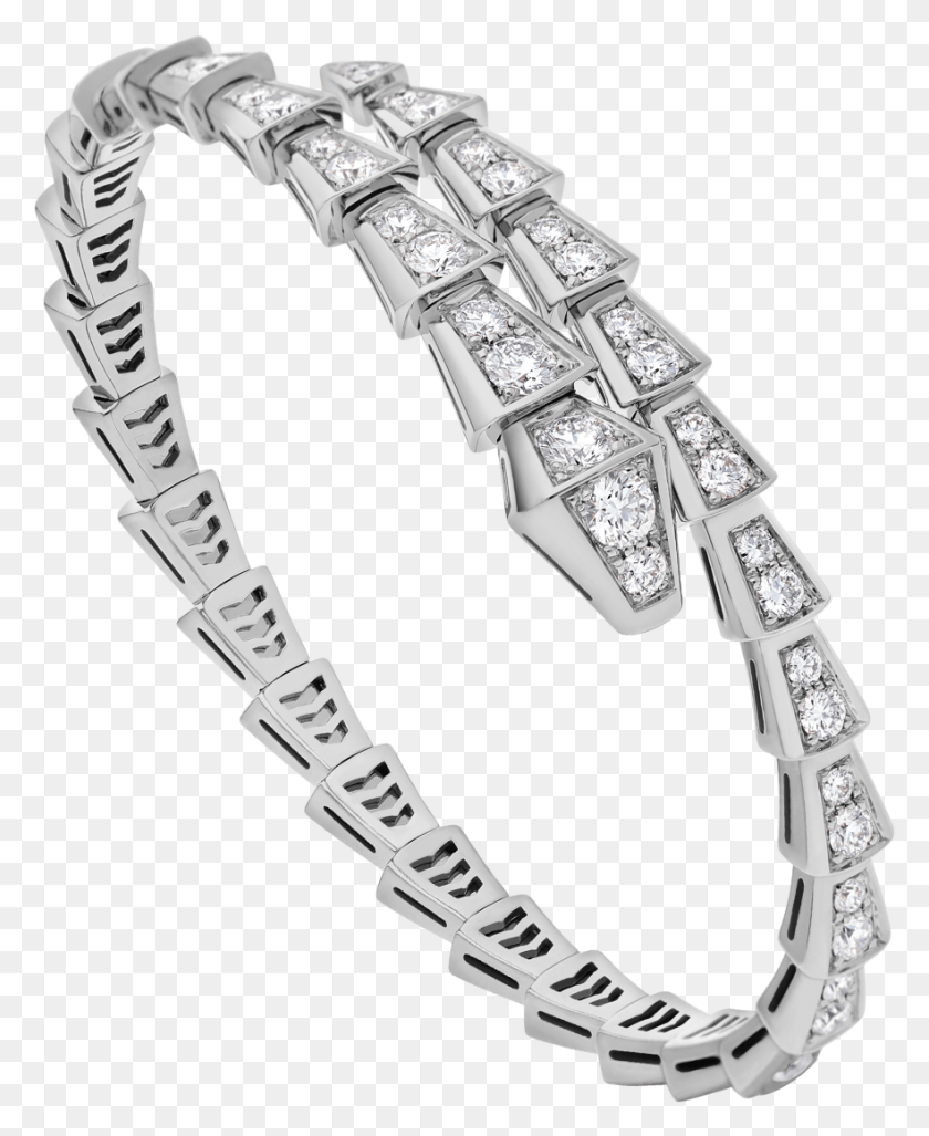 882x1094 Serpenti One Coil Slim Bracelet In 18 Kt White Gold Bvlgari Serpenti Bracelet, Diamond, Gemstone, Jewelry HD PNG Download